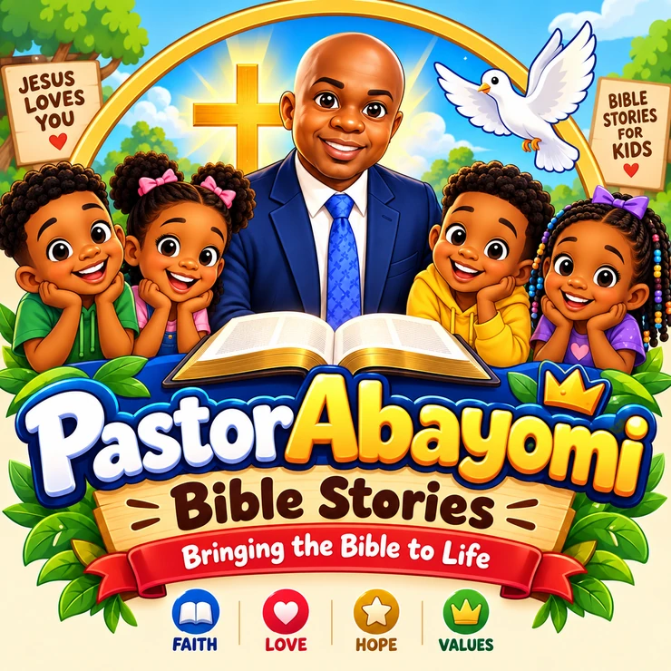 PASTOR ABAYOMI BIBLE STORIES illustrated ministry logo